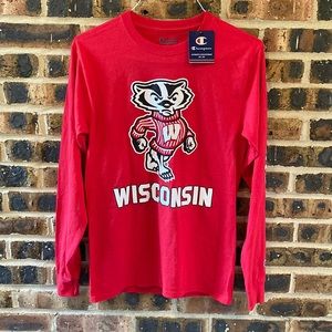 NWT Champion University of Wisconsin long-sleeve tee, red, Women’s Small